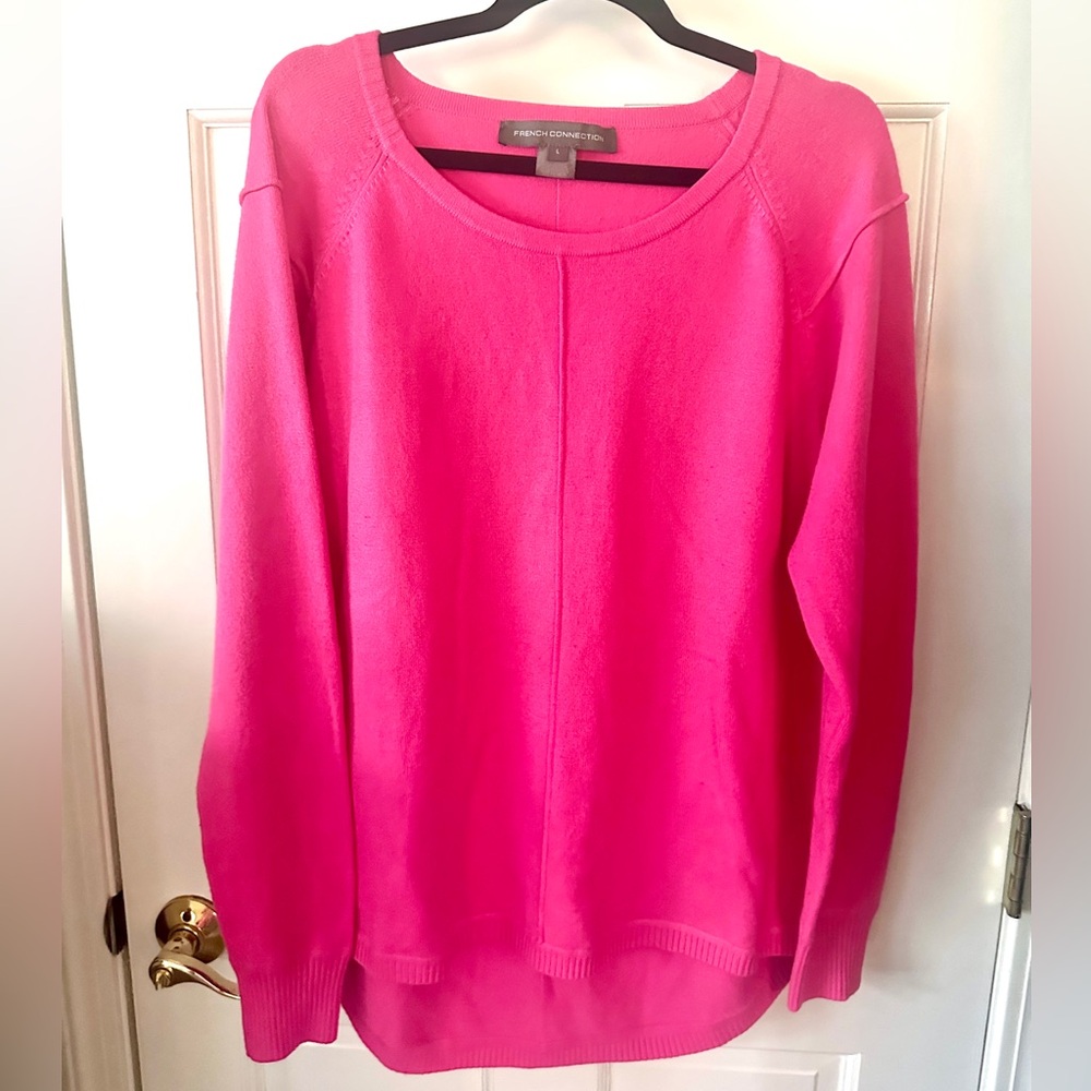 French Connection Vibrant Pink Crew Neck Sweater
